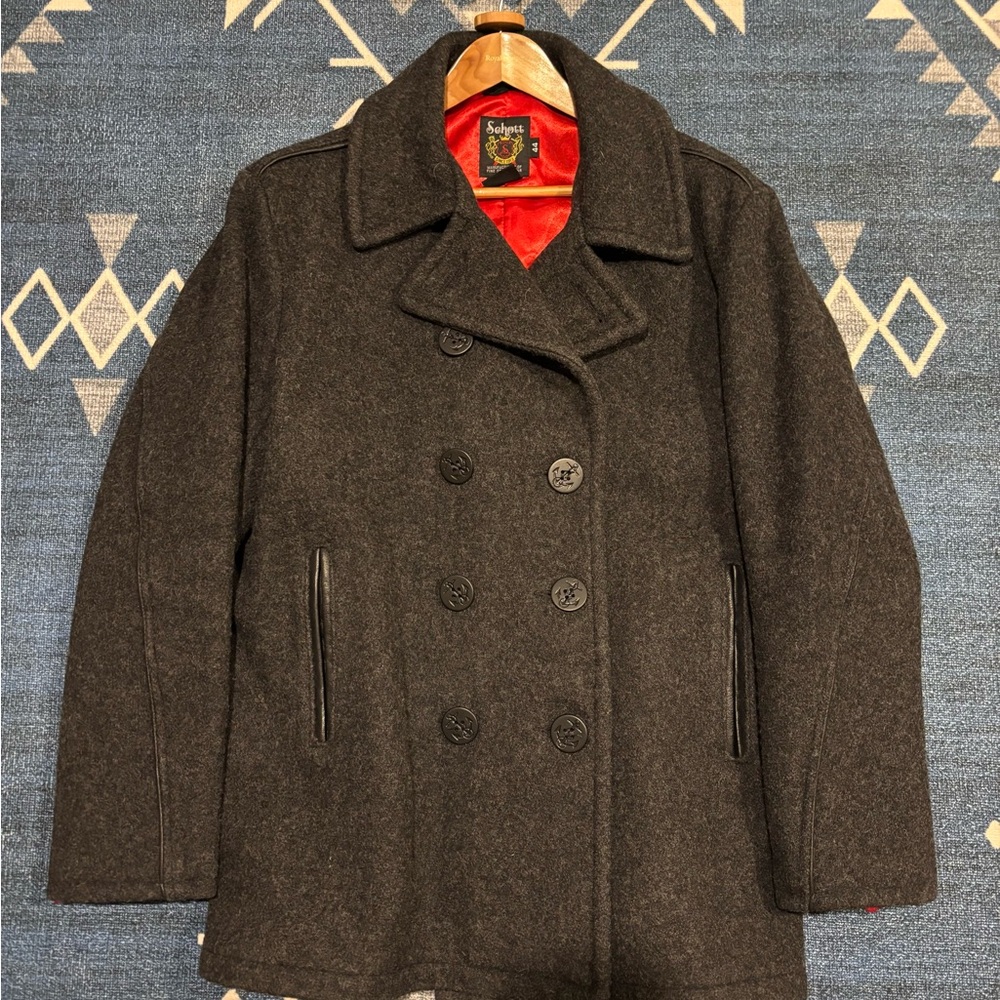 Schott Men’s Charcoal Luxury Peacoat